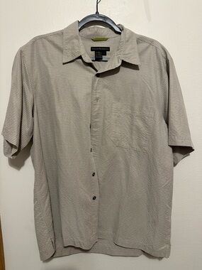 Royal Robbins Men L Tan Gray Gingham Shirt